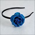 Medium Dark Blue Rose Blossom Headband