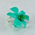 Adjustable Dendrobium Orchid Ring in Teal Green