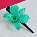 Teal Green Dendrobium Orchid Hair Clip