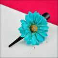 Teal Green Daisy Hair Clip