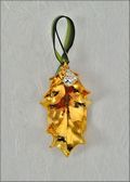 Double Gold Single Holly Ornament with Silver Berries