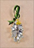 Double Silver Single Holly Ornament with Gold Berries