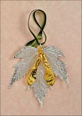 Double Silver Silver Maple Leaf Ornament with Gold Maple Seed