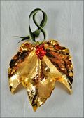Gold Grape Leaf with Iridescent Berries Ornament