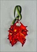 Iridescent Double Holly Ornament with Silver Berries Ornament