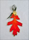 Oak Leaf Ornament - Gold Trimmed in Burnt Orange w/Acorn Dbl. Orn.