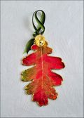Oak Leaf Orn. - Gold Trimmed in Fall Multi Colors w/Acorn Dbl. Orn.