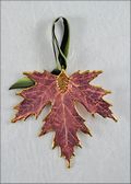 Silver Maple Leaf Ornament - Gold Trimmed in Copper