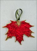 Sugar Maple Leaf Ornament - Gold Trimmed in Deep Red