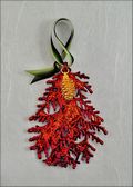 Iridescent Cypress w/Gold Pine Cone Double Ornament