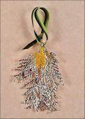Silver Cypress w/Gold Pine Cone Double Ornament