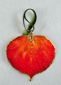 Aspen Leaf Ornament - Gold Trimmed in Burnt Orange