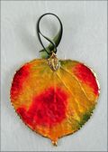 Aspen Leaf Ornament - Gold Trimmed in Fall Multi Colors
