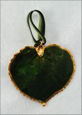 Aspen Leaf Ornament - Gold Trimmed in Green