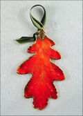 Oak Leaf Ornament - Gold Trimmed in Burnt Orange