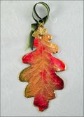 Oak Leaf Ornament - Gold Trimmed in Fall Multi Colors