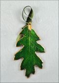 Oak Leaf Ornament - Gold Trimmed in Green