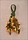 Double Holly Ornament - Gold*