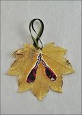 Gold Full Moon Maple w/Silver Maple Seed Double Ornament