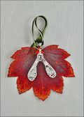 Iridescent Full Moon Ornament with Silver Maple Seed Ornament