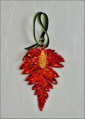 Iridescent Fern Ornament w/Gold Pine Cone Double Ornament