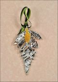 Silver Fern Ornament w/Gold Pine Cone Double Ornament