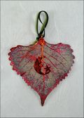 Moon Silhouette on Real Cottonwood Leaf in Iridescent Ornament