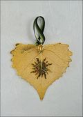 Sun Silhouette on Real Cottonwood Leaf in 24K Gold Ornament
