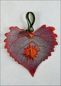 Sun Silhouette on Real Cottonwood Leaf in Iridescent Ornament