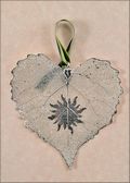 Sun Silhouette on Real Cottonwood Leaf in Silver Ornament