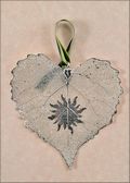 Sun Silhouette on Real Cottonwood Leaf in Silver Ornament