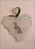 Coyote or Wolf Silhouette on Real Cottonwood Leaf in Silver Orn.
