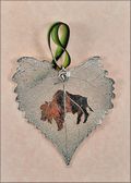 Buffalo Silhouette on Real Cottonwood Leaf in Silver Ornament