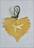 Buddy Silhouette on Real Cottonwood Leaf in 24K Gold Orn.
