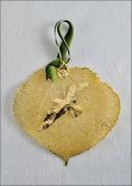 Wild Bird Silhouette on Real Aspen Leaf in 24K Gold Ornament