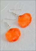 Rose Petal Earring - Orange w/Silver Findings