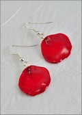 Rose Petal Earring - Red w/Silver Findings