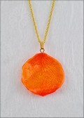 Rose Petal Pendant - Orange w/Gold Chain