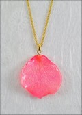 Rose Petal Pendant - Pink w/Gold Chain