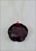 Rose Petal Pendant - Burgundy w/Silver Chain