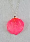 Rose Petal Pendant - Pink w/Silver Chain