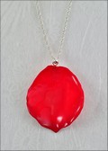 Rose Petal Pendant - Red w/Silver Chain