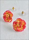 Rose BLossom Post Earring in White Pink