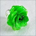 Adjustable Rose Blossom Ring in Green