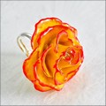 Adjustable Rose Blossom Ring in Yellow Red