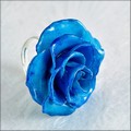 Adjustable Rose Blossom Ring in Blue