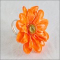 Adjustable Daisy Ring in Orange