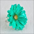 Adjustable Daisy Ring in Turquoise Green