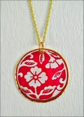 Capiz Shell in Floral Design Pendant - Reddish Pink