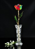 Gold Trimmed Paradise Rose with Bud Vase